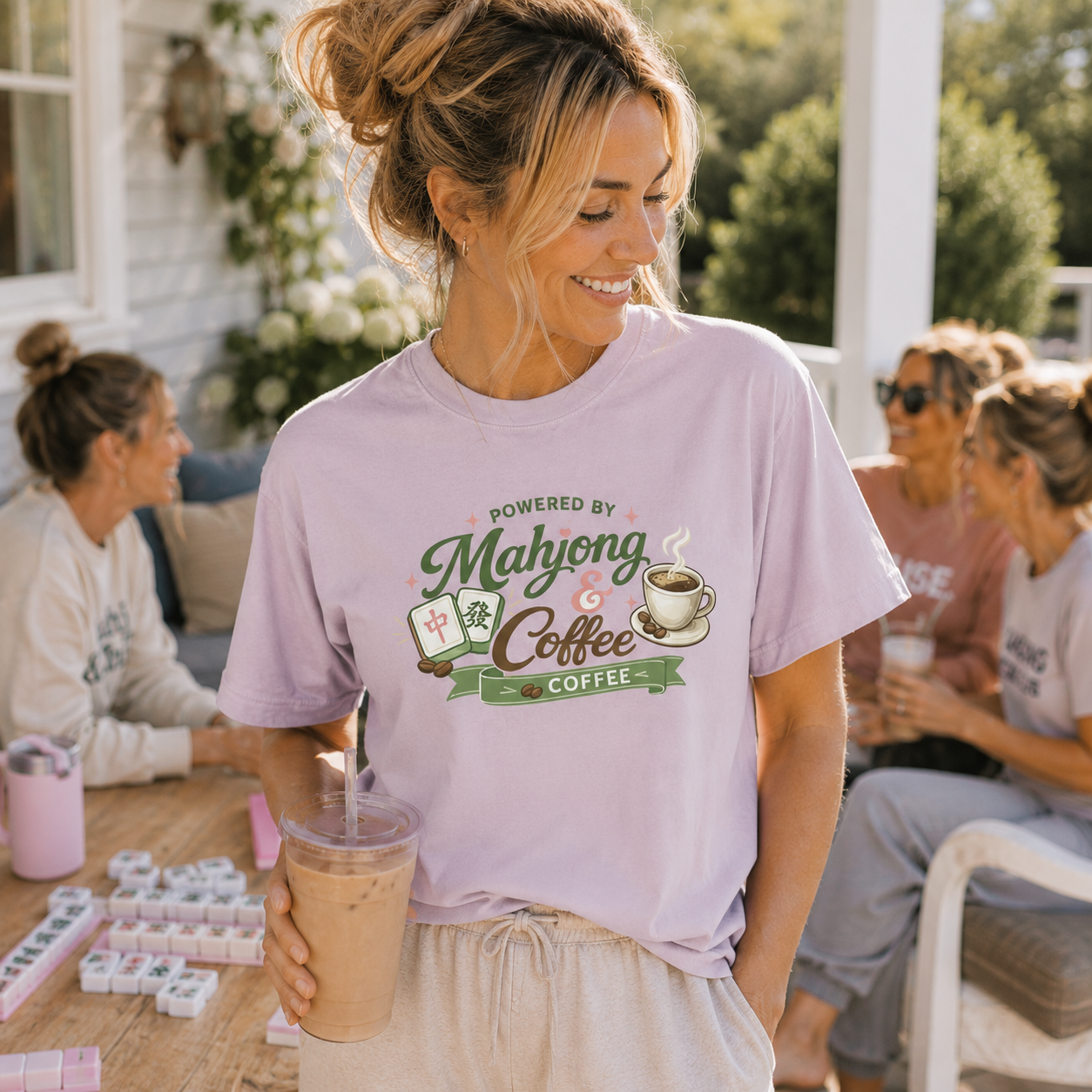Powered by Mahjong and Coffee -  Relaxed T-Shirt