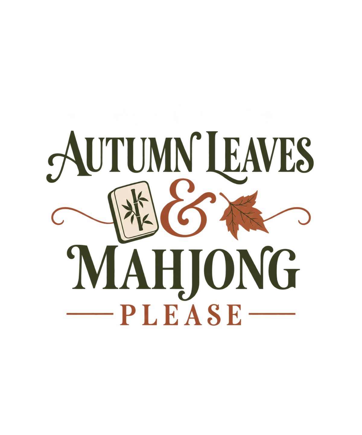 Autumn Leaves and Mahjong Please hoodie design detail