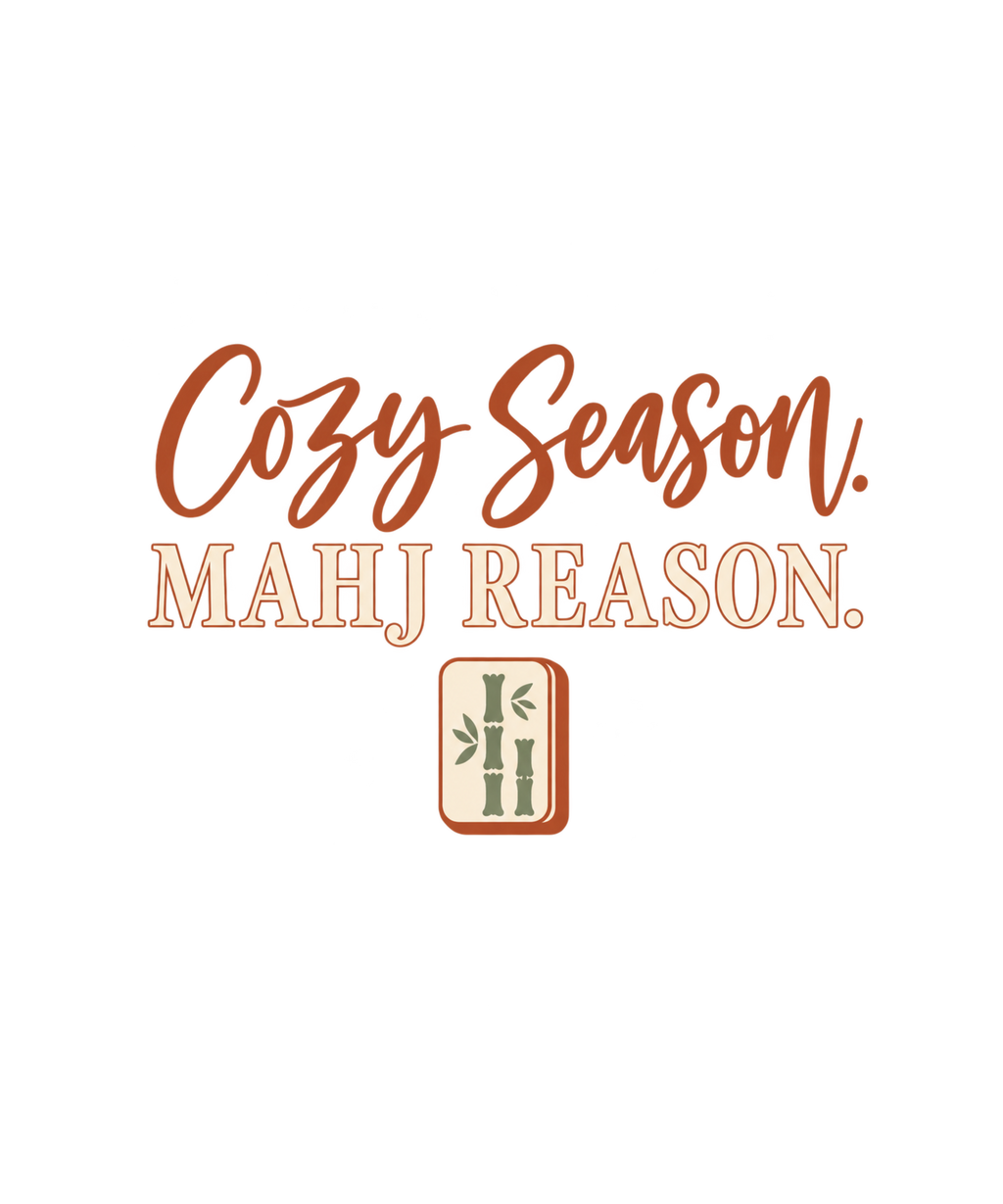 Cozy Season Mahj Reason fall hoodie design detail