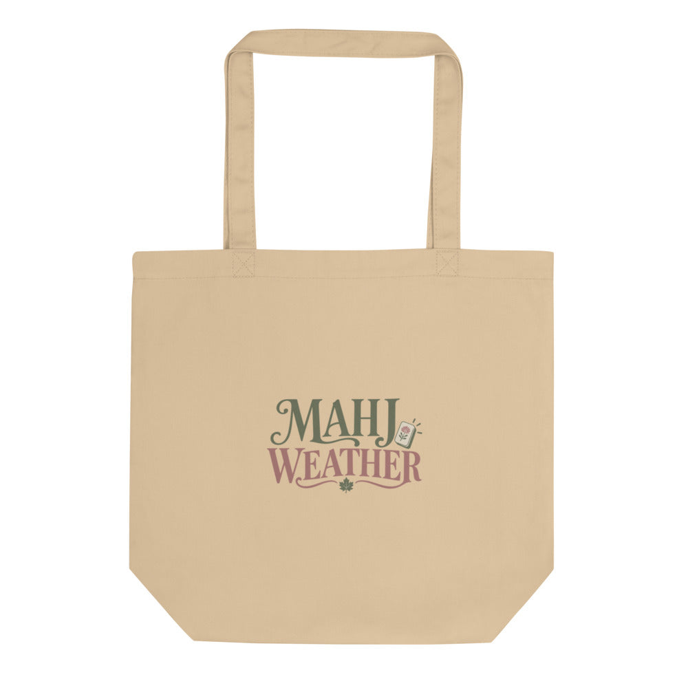 Mahj Weather Fall Tote — Printful product mockup in Oyster