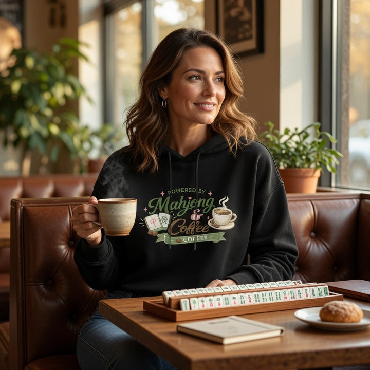 Powered by Mahjong and Coffee Crop Hoodie