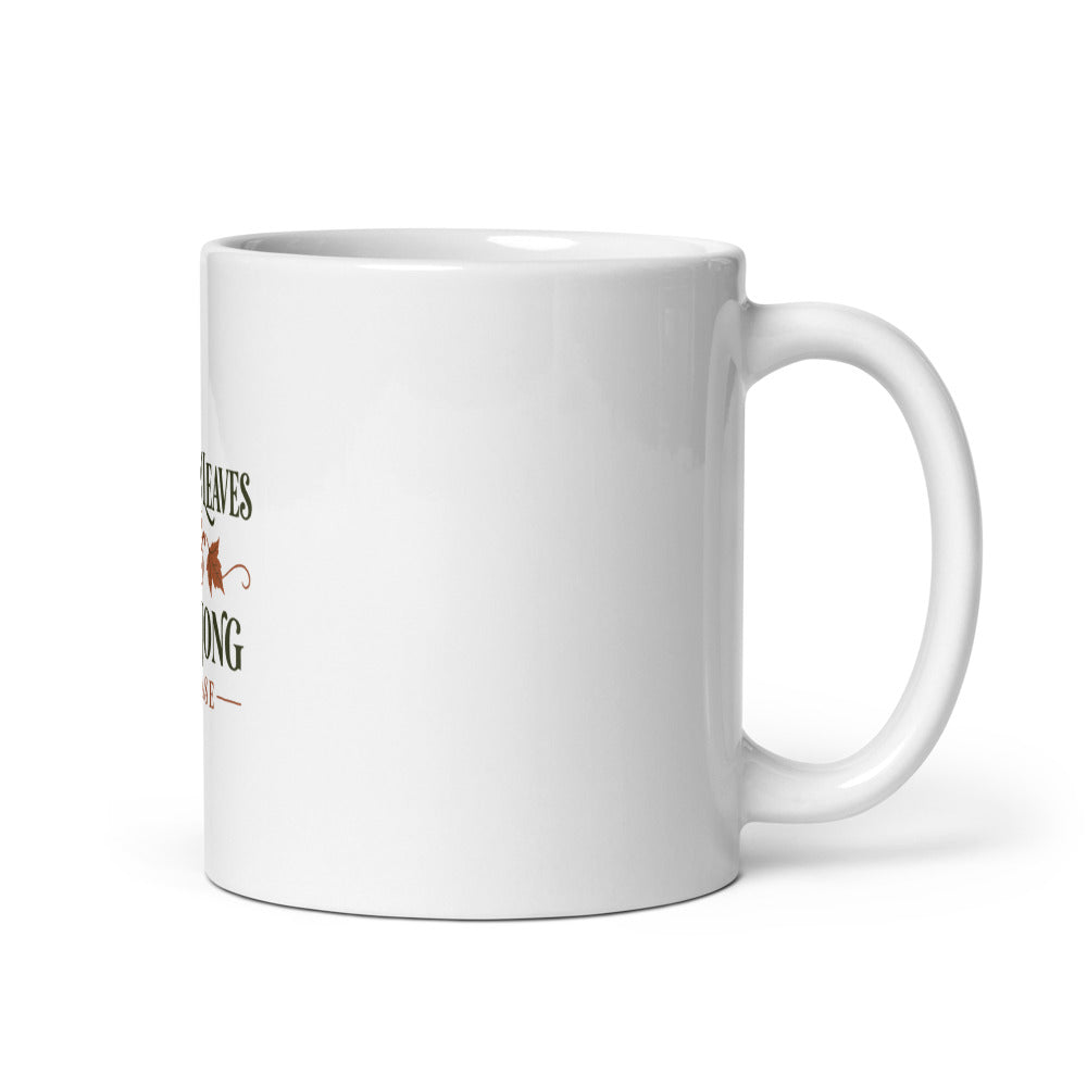Autumn Leaves and Mahjong Please Mug — Printful product mockup in White 11 oz