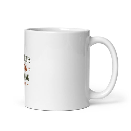 Autumn Leaves and Mahjong Please Mug — Printful product mockup in White 11 oz