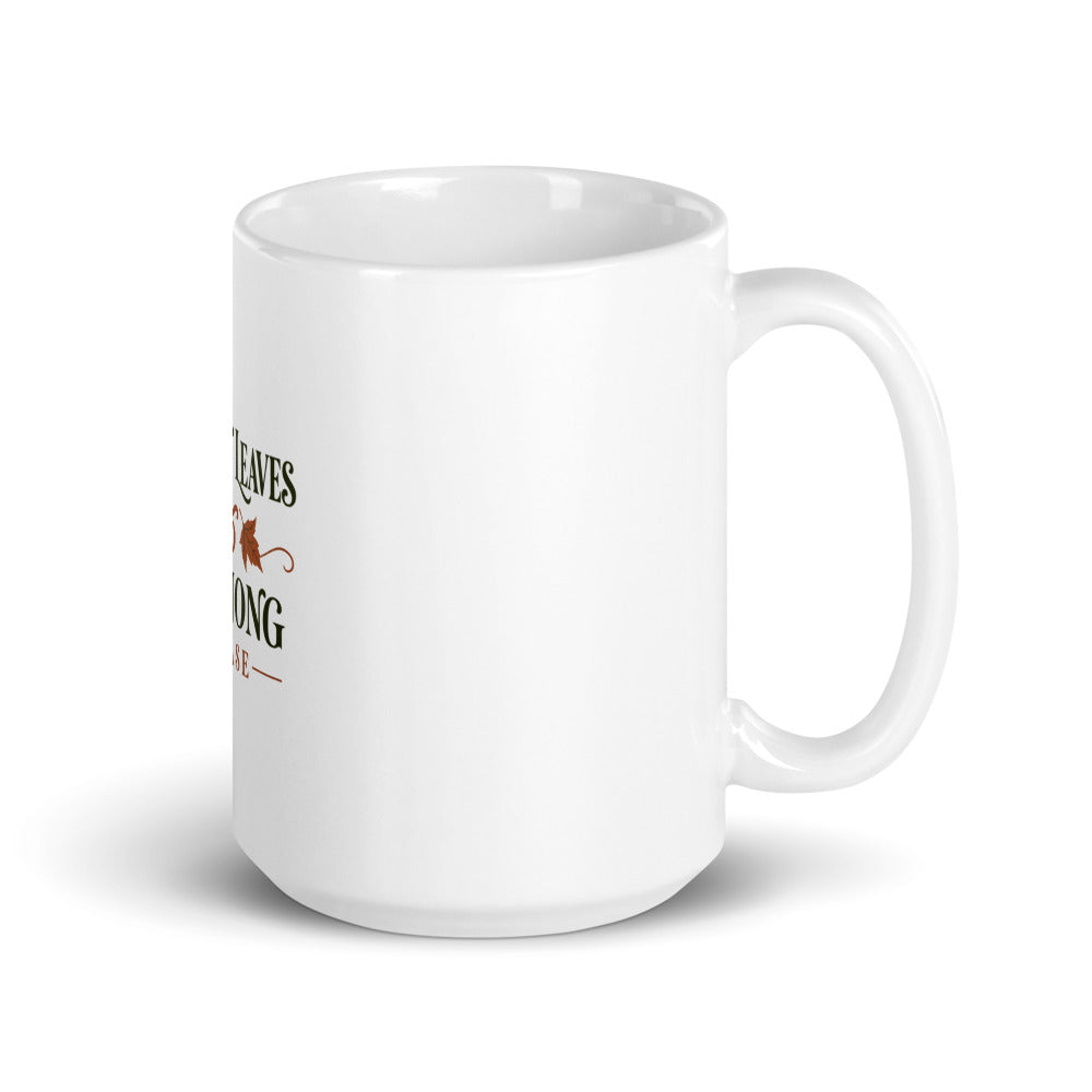 Autumn Leaves and Mahjong Please Mug — Printful product mockup in White 15 oz